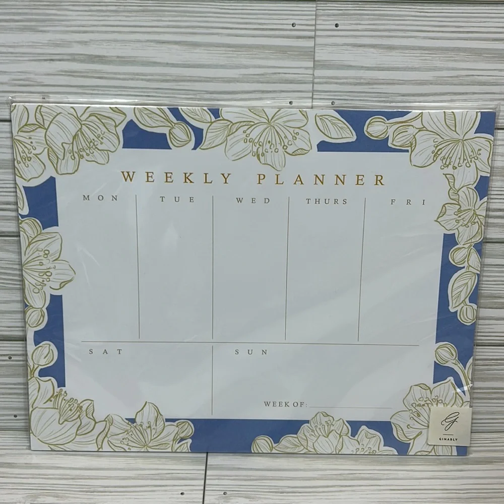 Ginably Blue Floral Weekly Planner NIP